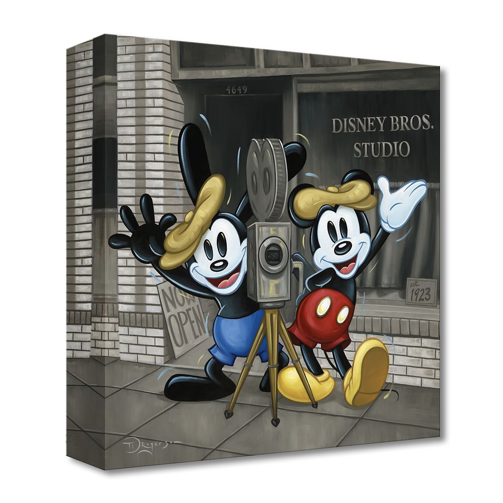 Mickey Mouse and Oswald the Lucky Rabbit ''Bros in Business'' Canvas Artwork by Tim Rogerson – 14'' x 14'' – Limited Edition