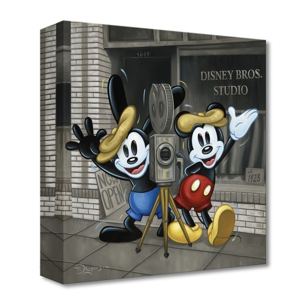 Mickey Mouse and Oswald the Lucky Rabbit ''Bros in Business'' Canvas  Artwork by Tim Rogerson – 14'' x 14'' – Limited Edition