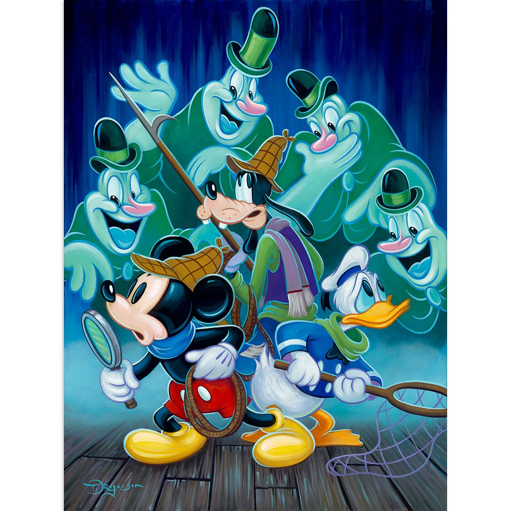 Mickey Mouse and Friends Ghost Chasers Canvas Artwork by Tim Rogerson  Lonsesome Ghosts  16 x 12  Limited Edition Official shopDisney