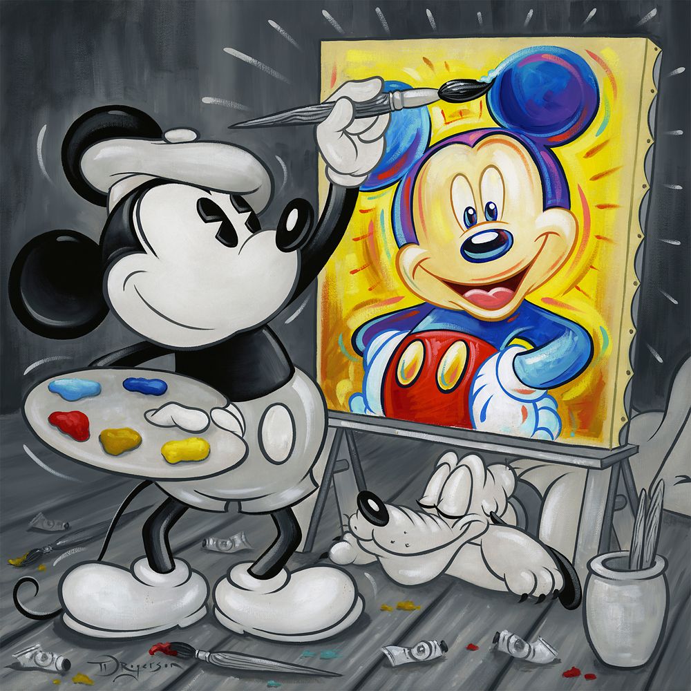 Mickey Mouse ''Mickey Paints Mickey'' Canvas Artwork by Tim Rogerson – Limited Edition