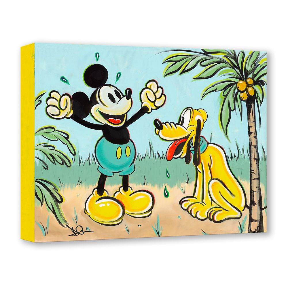 Mickey Mouse and Pluto ''Pals in Paradise'' Canvas Artwork by Dom Corona – 12'' x 16'' – Limited Edition