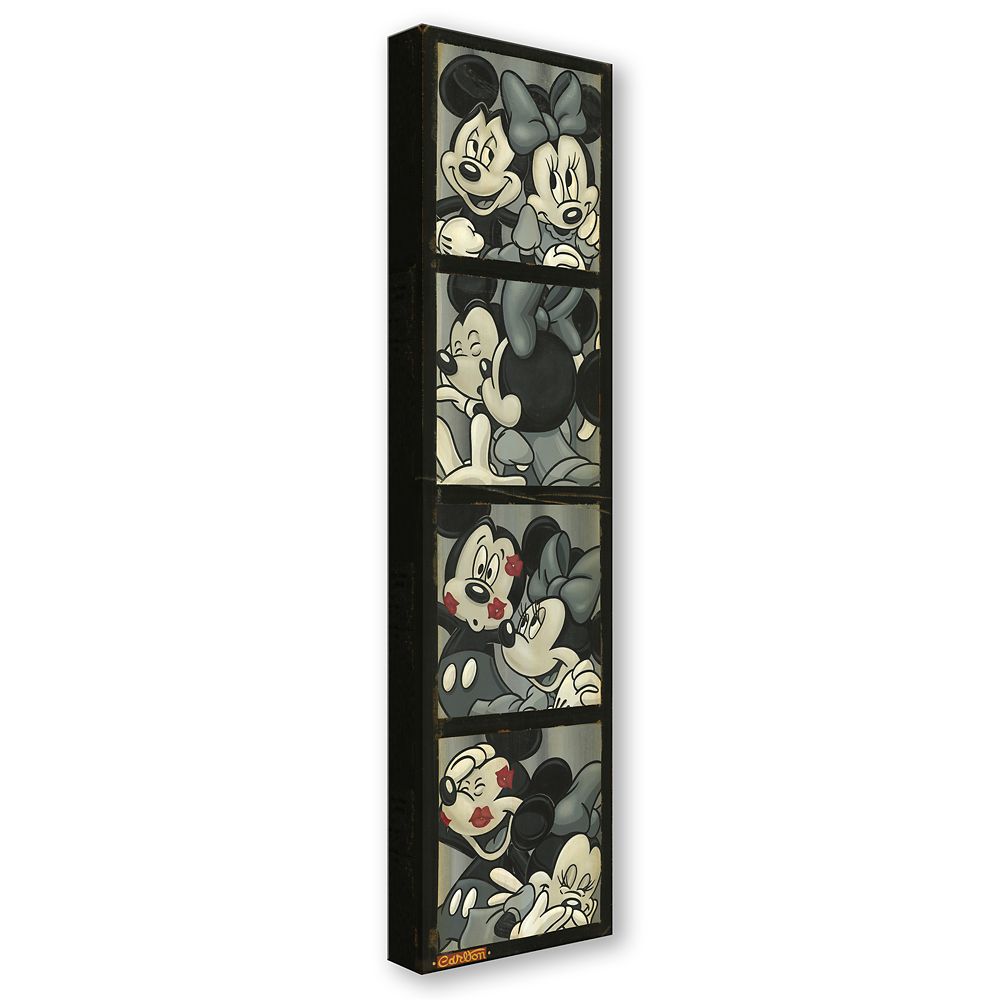 Mickey and Minnie Mouse ''Photo Booth Kiss'' Canvas Artwork by Trevor Carlton – 28'' x 7'' – Limited Edition