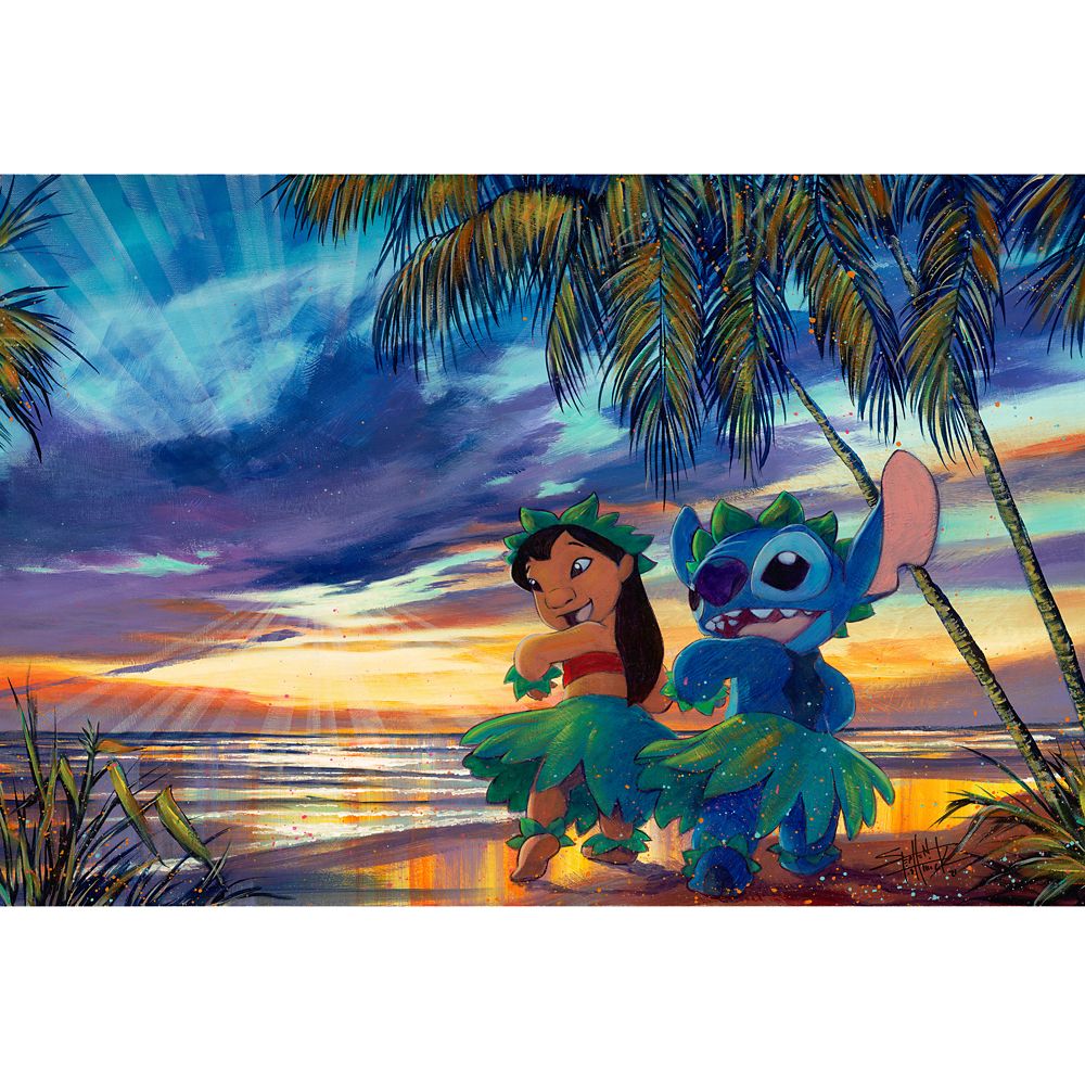 Lilo & Stitch Sunset Salsa Canvas Artwork by Stephen Fishwick  Limited Edition Official shopDisney