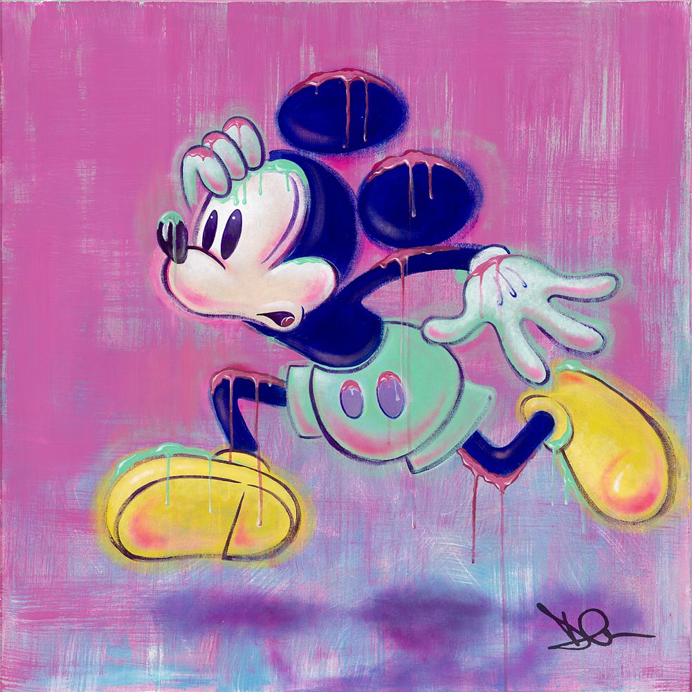 Mickey Mouse Whats Burning? Canvas Artwork by Dom Corona  14 x 14  Limited Edition Official shopDisney