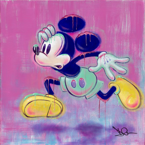Mickey Mouse ''What's Burning?'' Canvas Artwork by Dom Corona – 14'' x 14'' – Limited Edition
