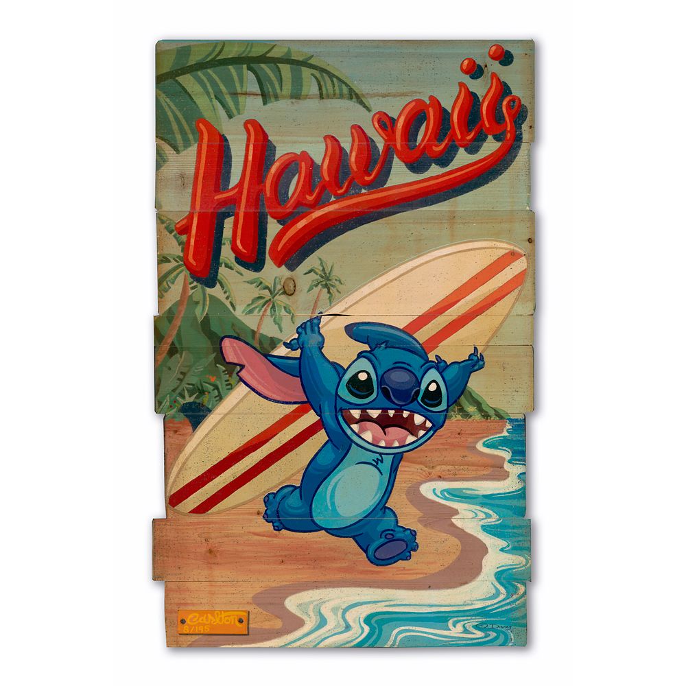 Stitch ”Surf’s Up” Artwork on Wood by Trevor Carlton – Limited Edition is now available online
