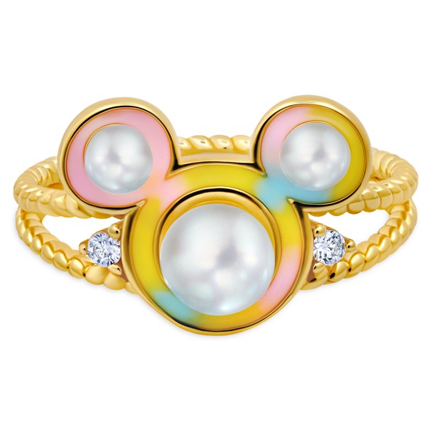 Mickey Mouse Icon Shell Pearl Ring by CRISLU – Gold