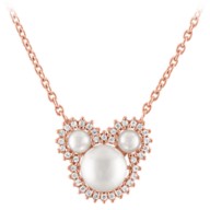 Mickey Mouse Icon Swarovski Pearl Necklace by Rebecca Hook – Rose Gold