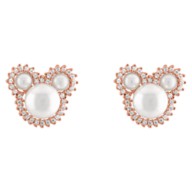 Mickey Mouse Icon Swarovski Pearl Earrings by Rebecca Hook – Rose Gold