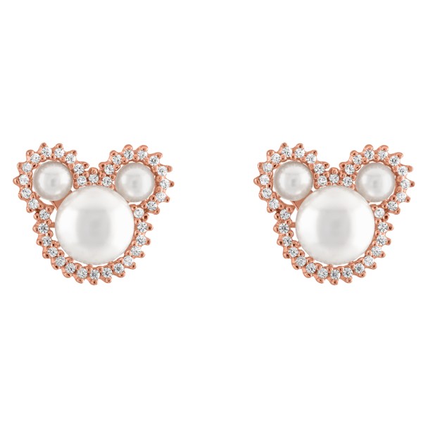 Mickey Mouse Icon Pearl Earrings by Rebecca Hook – Rose Gold