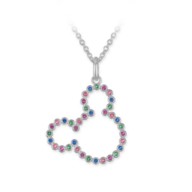 Mickey Mouse Icon Multi-Colored Gems Necklace by Rebecca Hook