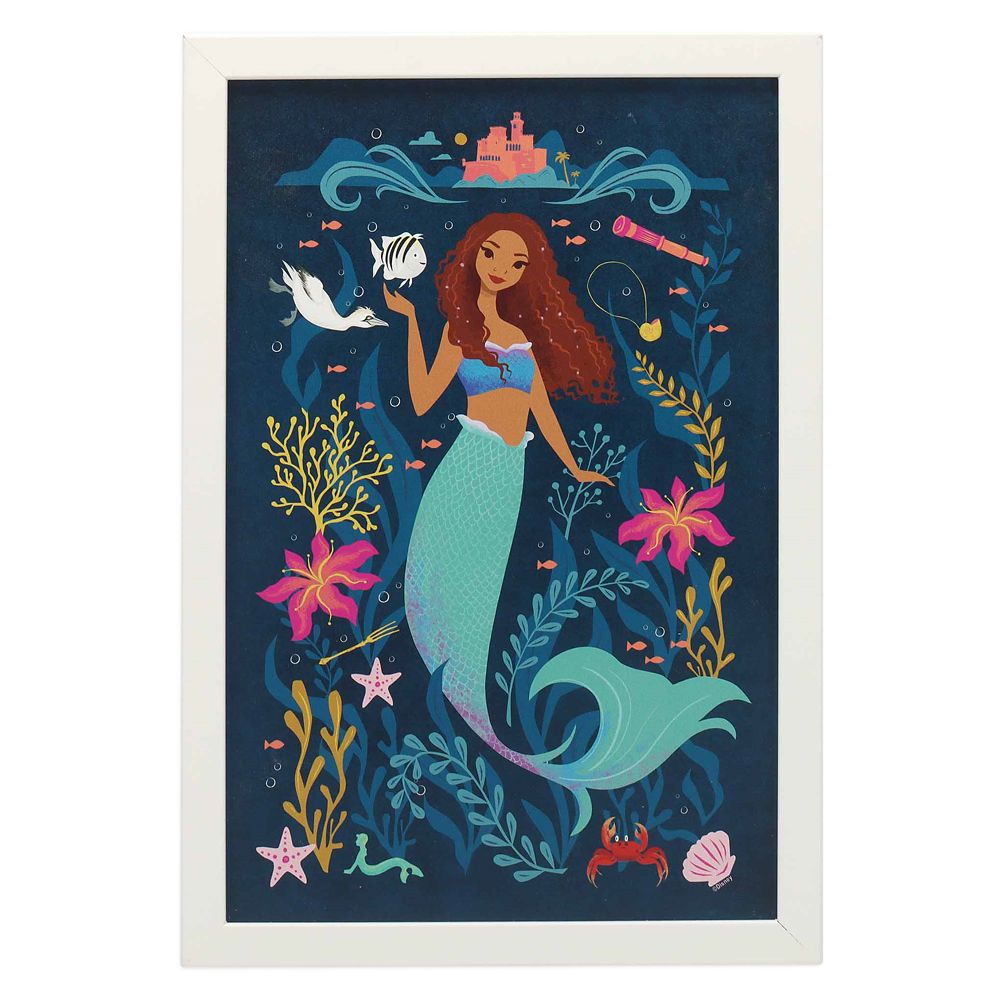 The Little Mermaid Blue Floral Framed Wood Wall Décor – Live Action Film