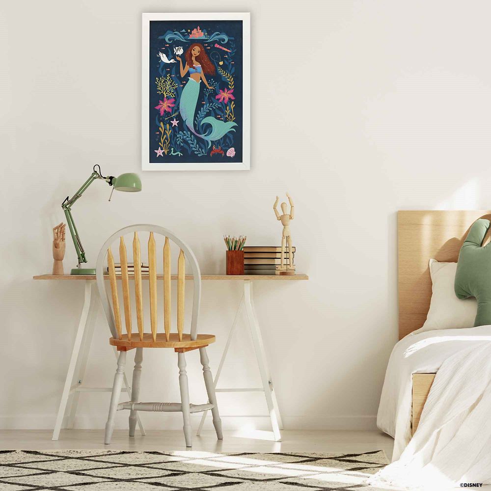 The Little Mermaid Blue Floral Framed Wood Wall Décor – Live Action Film