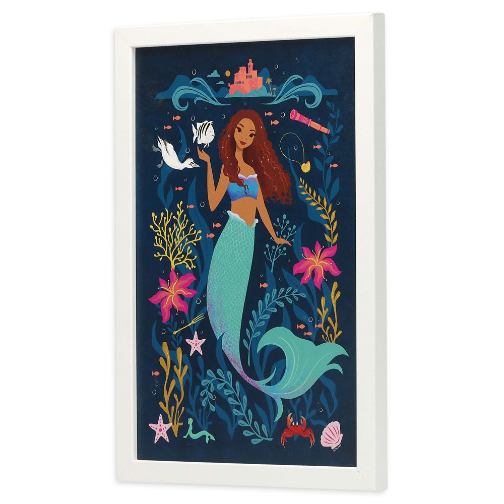 The Little Mermaid Blue Floral Framed Wood Wall Décor – Live Action Film