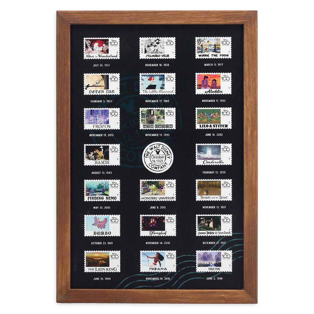 Disney Movie Stamps 100-Year Anniversary Framed Wood Wall Décor – Disney100