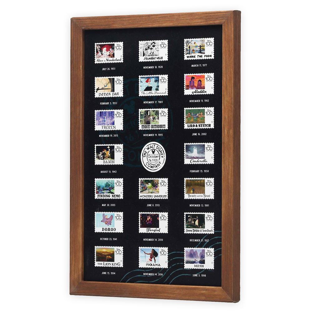 Disney Movie Stamps 100-Year Anniversary Framed Wood Wall Décor – Disney100
