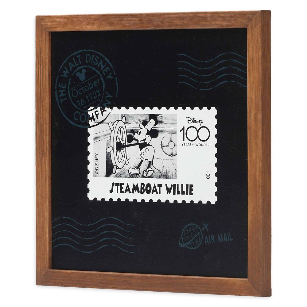 Steamboat Willie 100-Year Anniversary Stamp Framed Wood Wall Décor – Disney100