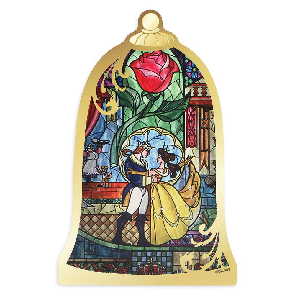 Beauty and The Beast Stained Glass Cloche Tabletop Wood Décor is now available for purchase