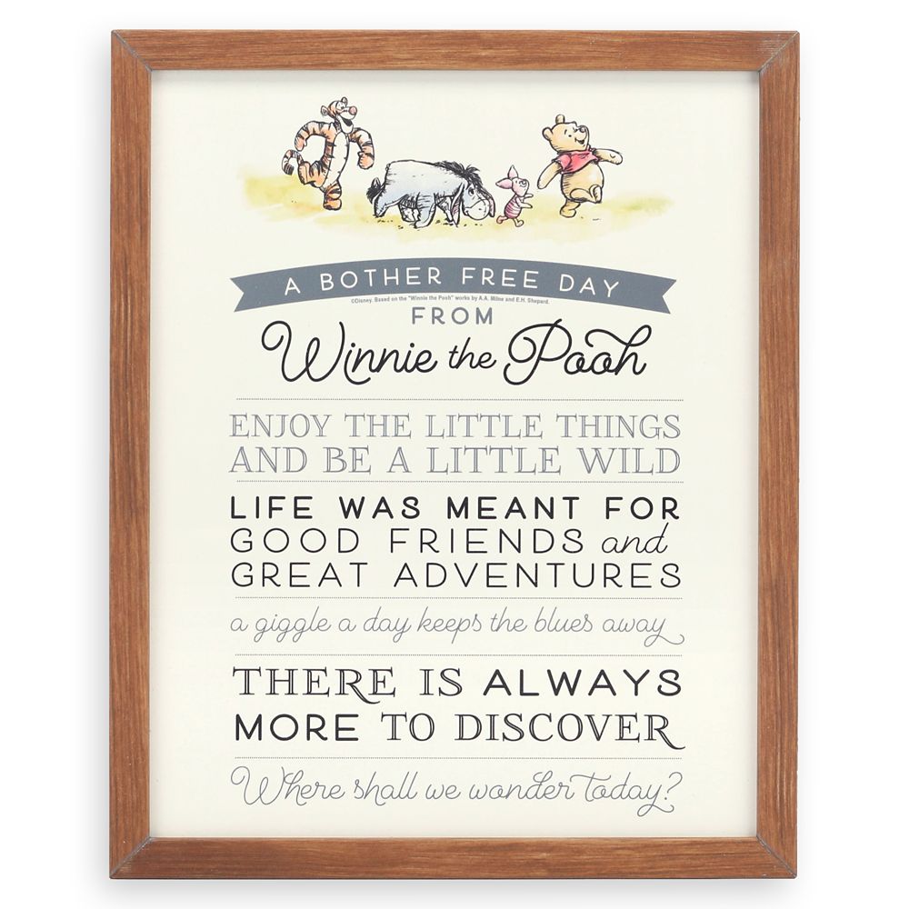 Winnie the Pooh ”A Bother Free Day” Framed Wood Wall Décor has hit the shelves