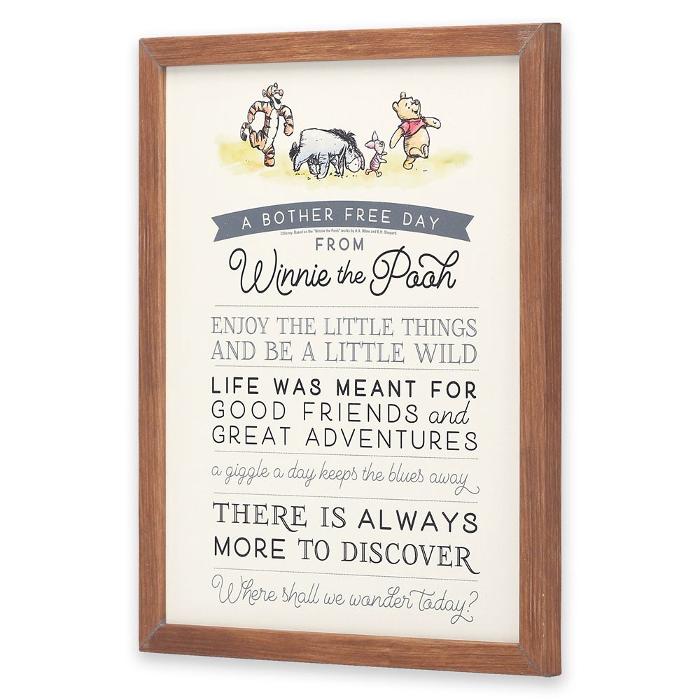 Winnie the Pooh ''A Bother Free Day'' Framed Wood Wall Décor