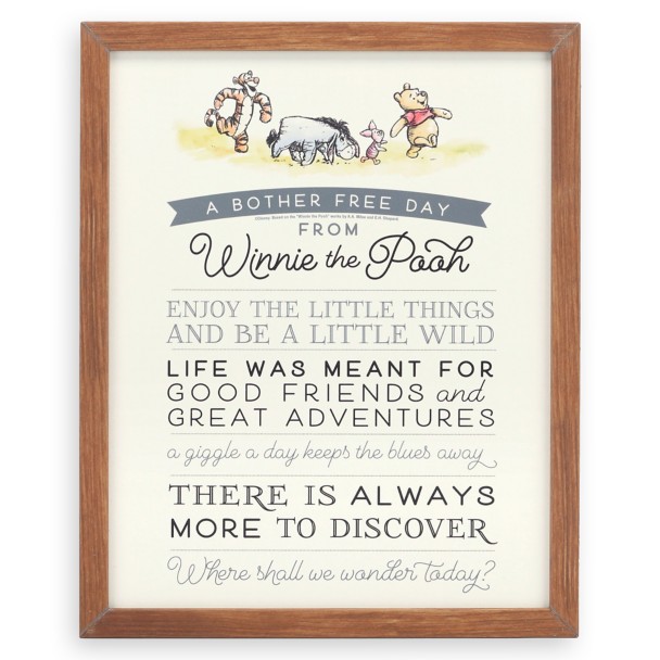 Winnie the Pooh ''A Bother Free Day'' Framed Wood Wall Décor