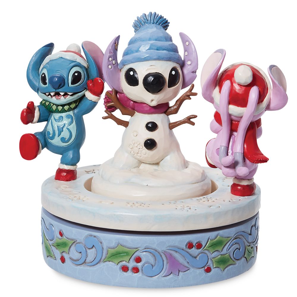 Stitch and Angel ”Snowy Shenanigans” Rotating Figure by Jim Shore available online