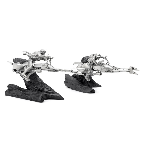 Luke Skywalker and Scout Trooper Speeder Bike Figurine Set by Royal Selangor – Star Wars – Limited Edition