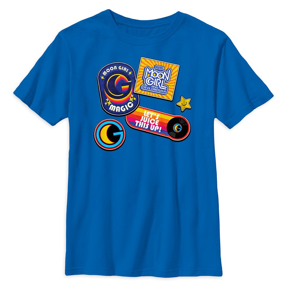 Moon Girl and Devil Dinosaur Retro Badges T-Shirt for Kids now available online