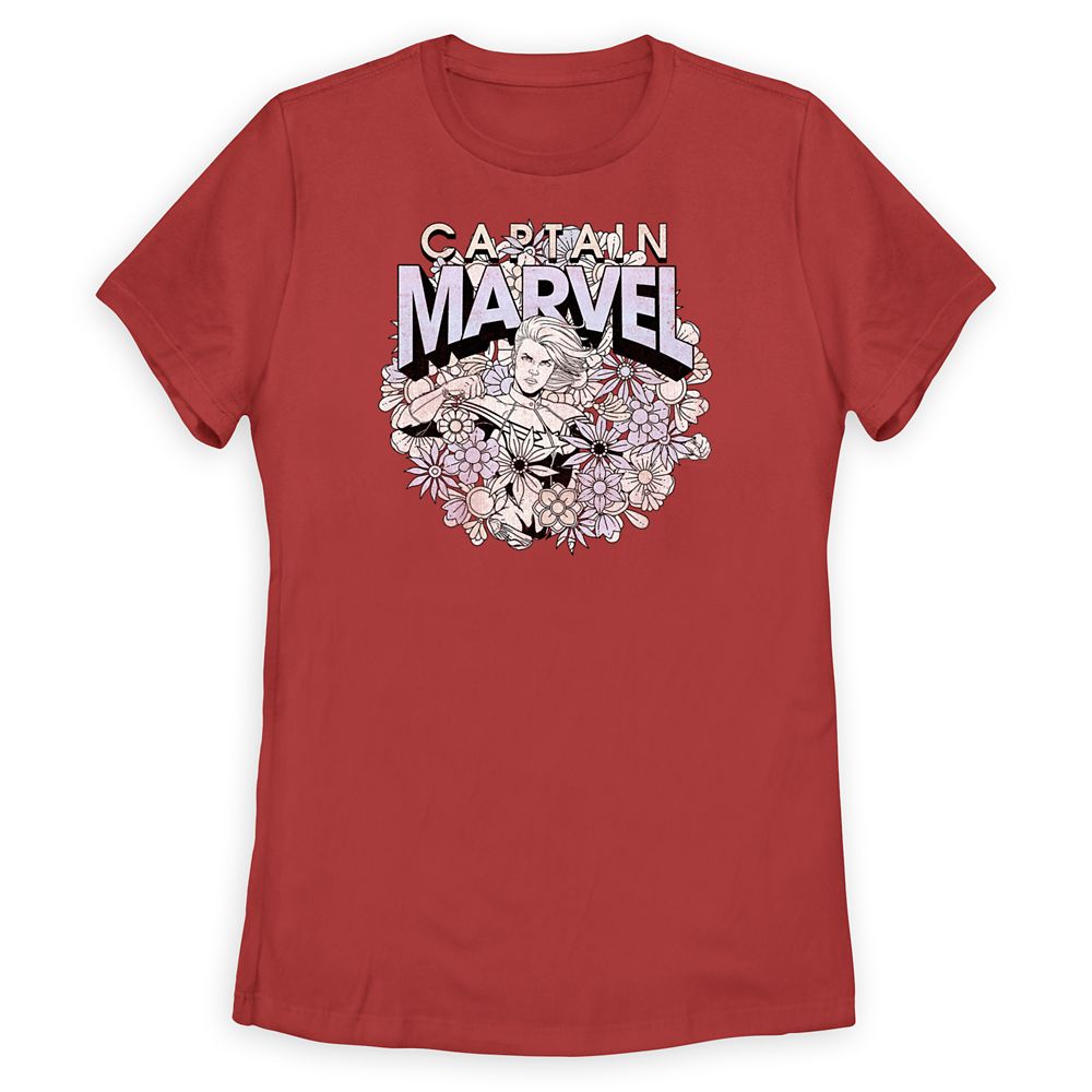 Captain Marvel Floral T-Shirt for Women available online for purchase