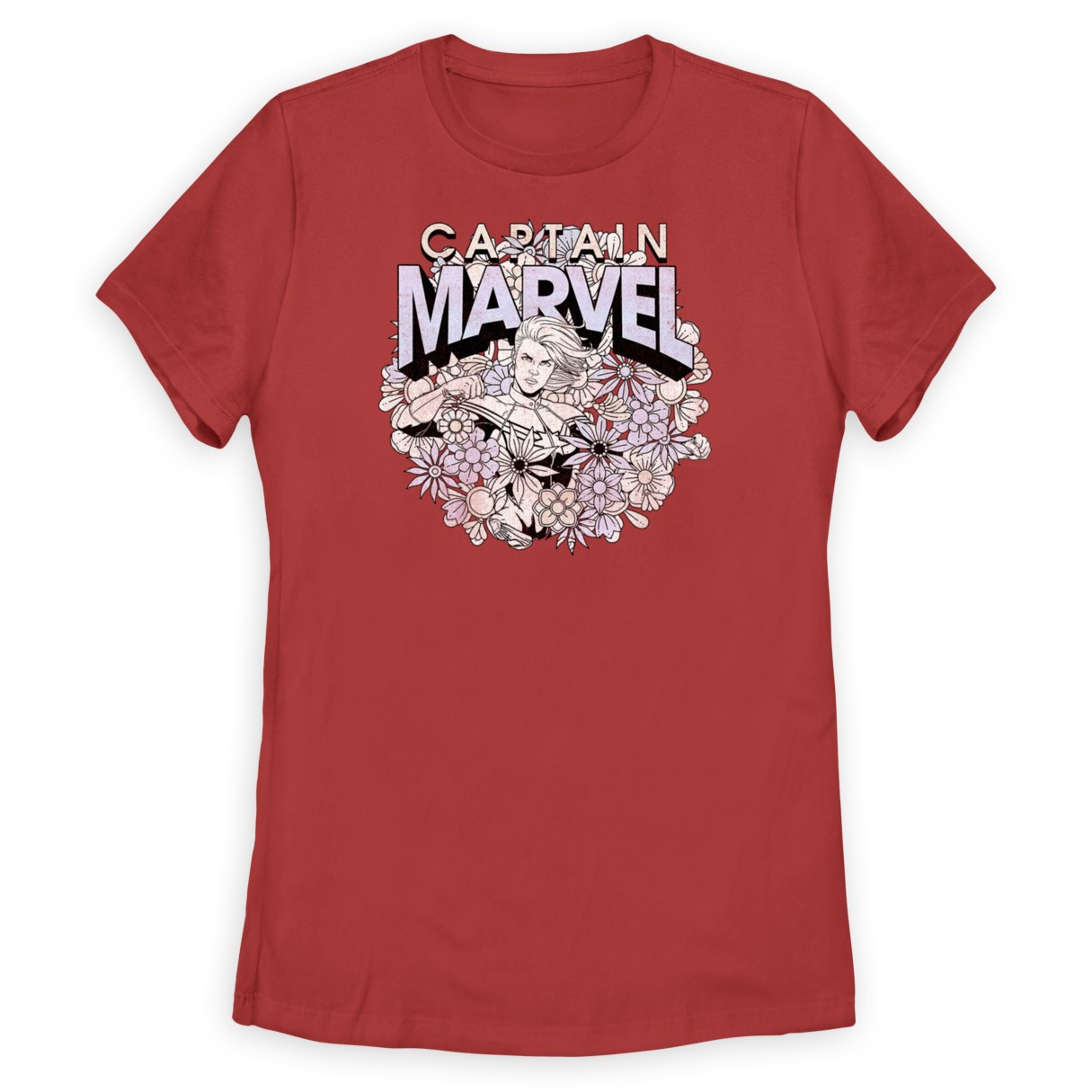 Captain Marvel Floral T-Shirt for Women