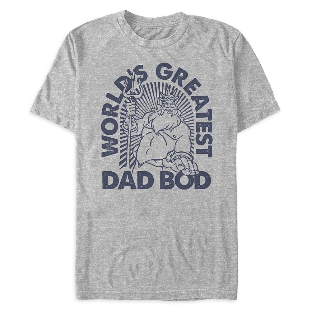 King Triton ”World’s Greatest Dad Bod” Heathered T-Shirt for Men – The Little Mermaid – Buy Now