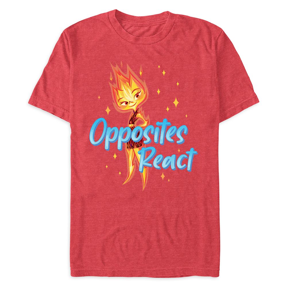 Ember Lumen ”Opposites React” Heathered T-Shirt for Adults – Elemental has hit the shelves for purchase