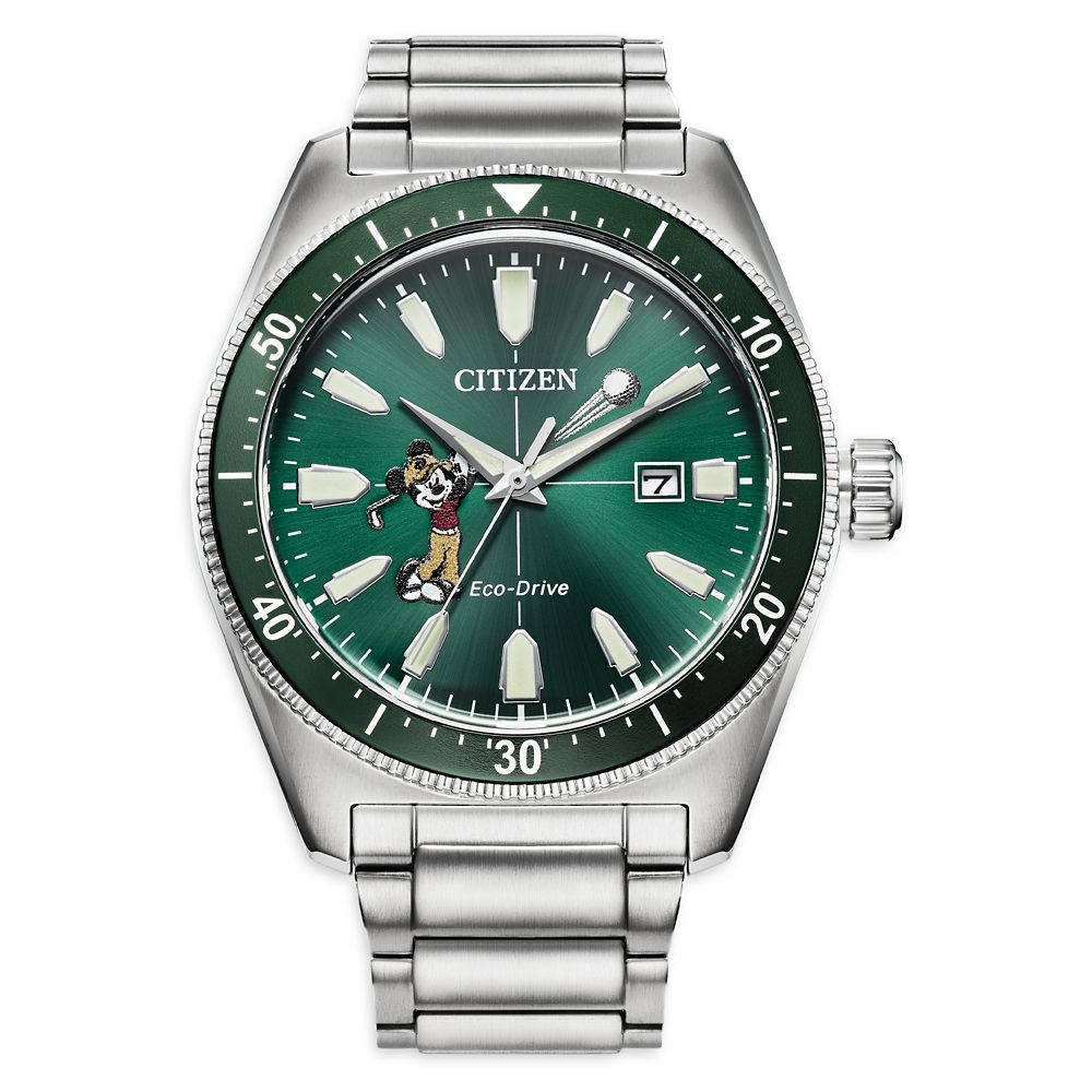 Mickey Mouse Stainless Steel Eco-Drive Golf Watch for Adults by Citizen available online for purchase