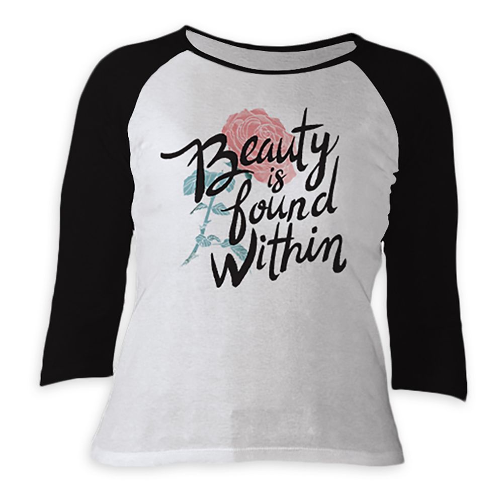 Beauty and the Beast 3/4 Sleeve Raglan Rose Tee for Women  Live Action Film  Customizable Official shopDisney