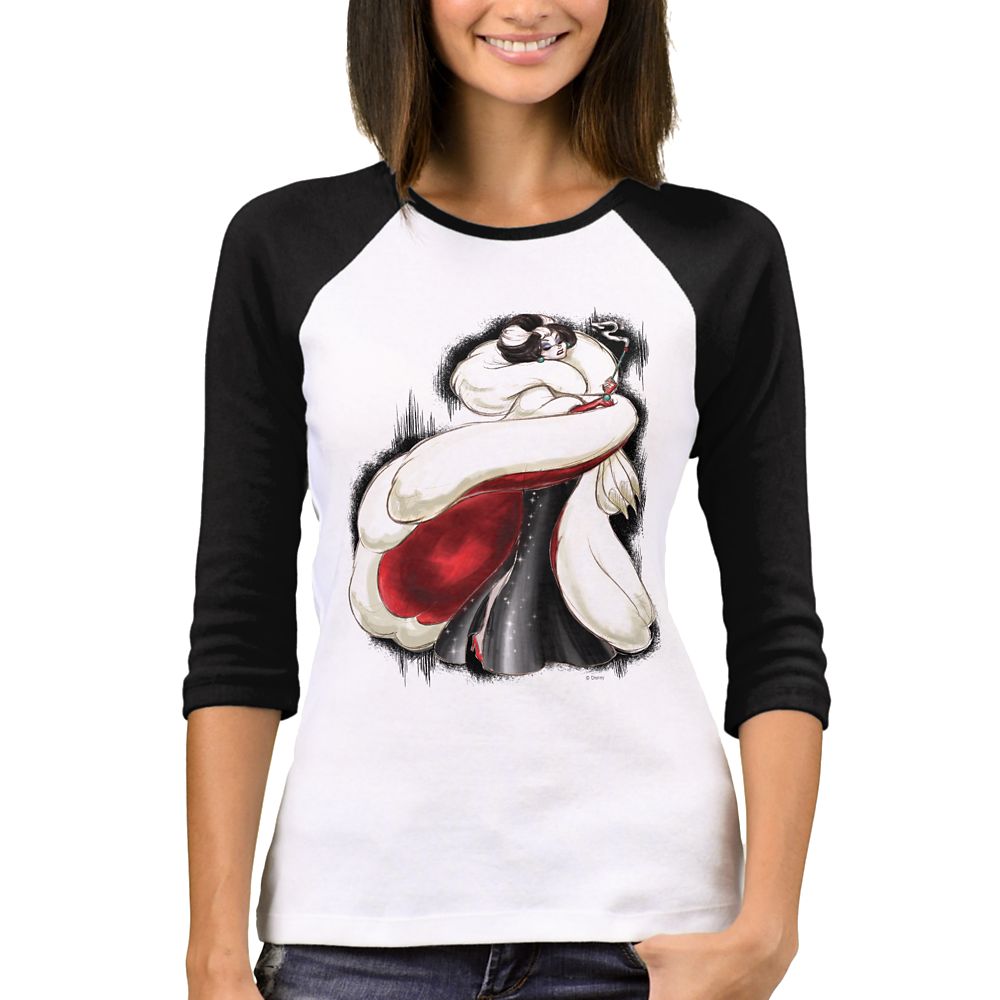 Cruella De Vil Raglan T-Shirt –  Art of Disney Villains Designer Collection – Women