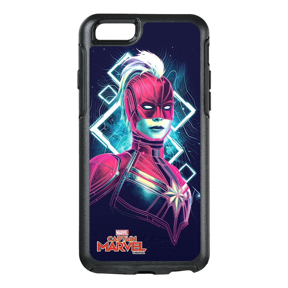 35 Amazing Marvel Gift Ideas featured by top US Disney blogger, Marcie and the Mouse: Marvel's Captain Marvel Glowing Character Symmetry iPhone 8/7 Phone Case by OtterBox Customizable Official shopDisney