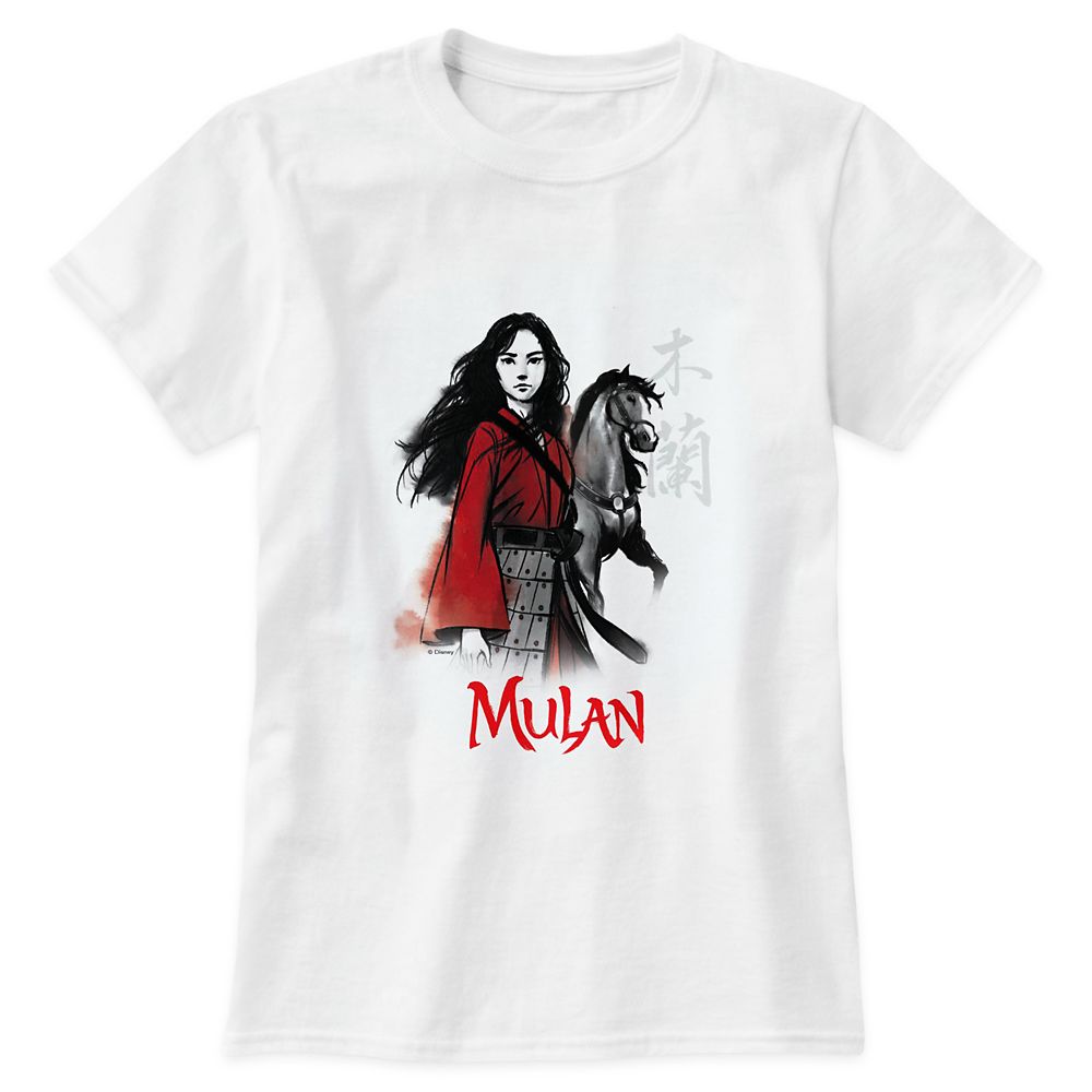 Mulan and Black Wind Faded Watercolor Portrait T-Shirt for Women – Live Action Film – Customized