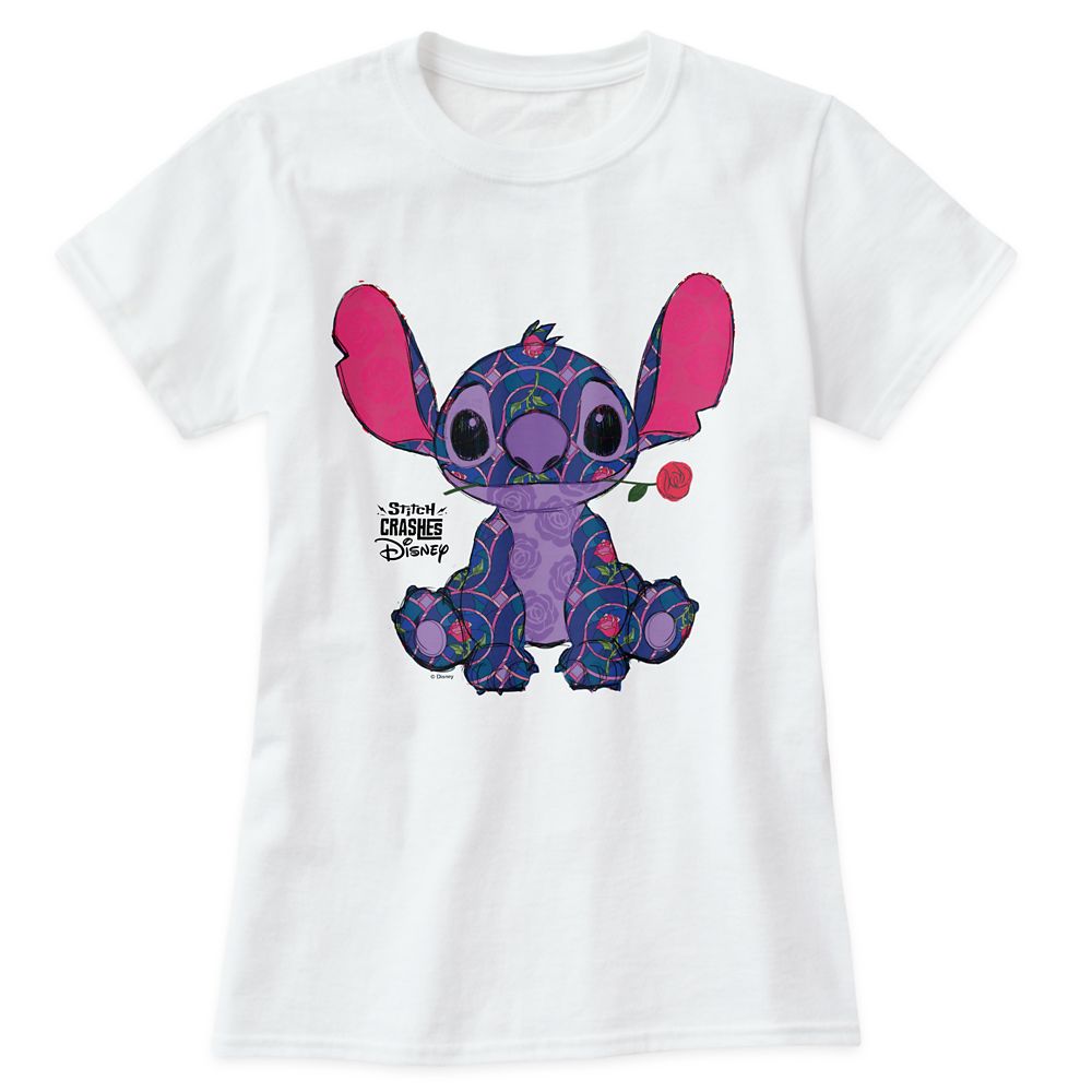 Stitch Crashes Disney T-Shirt for Adults Beauty and The Beast Customized