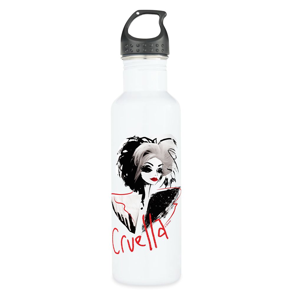 Cruella Fashion Illustration Stainless Steel Water Bottle &ndash; Customized
