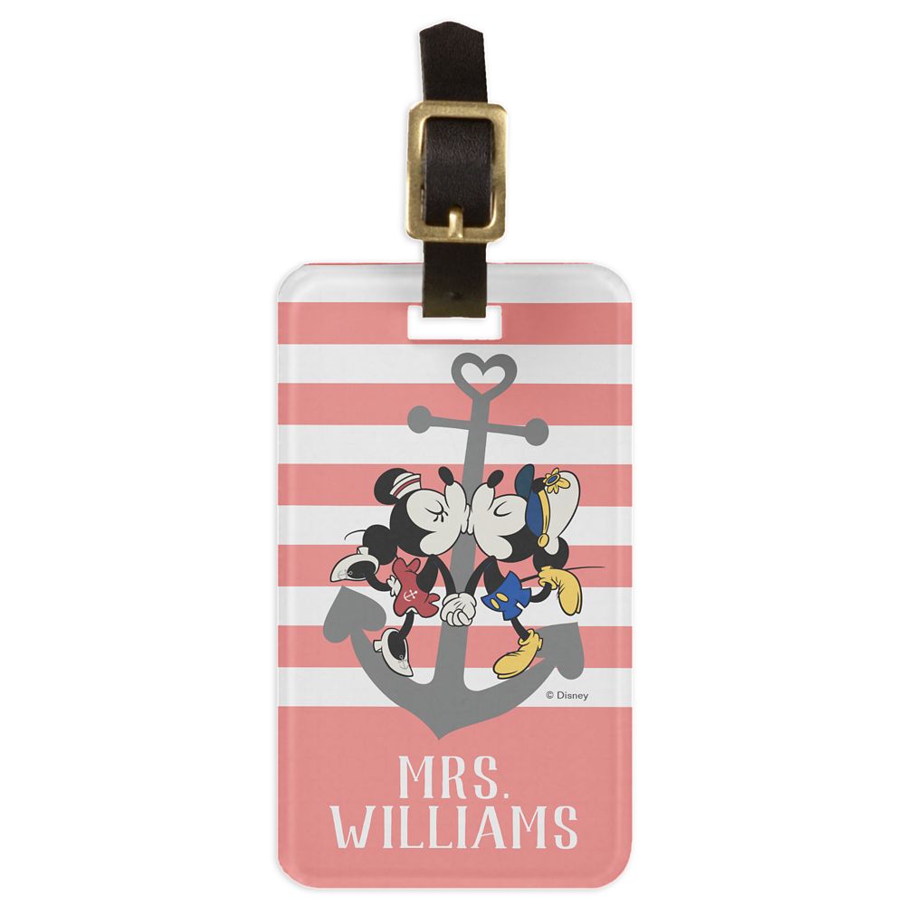 Mickey and Minnie Mouse Pink Luggage Tag  Customizable  Disney Cruise Line