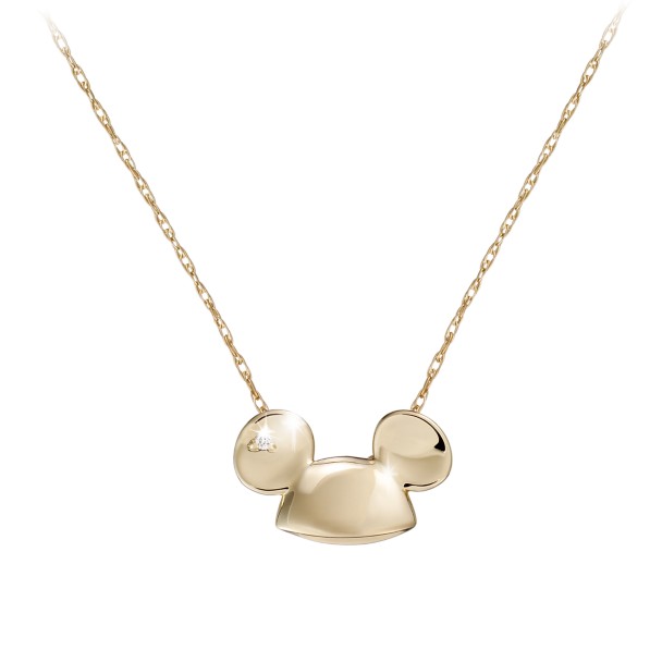 Diamond and 14K Ear Hat Mickey Mouse Ear Hat Necklace