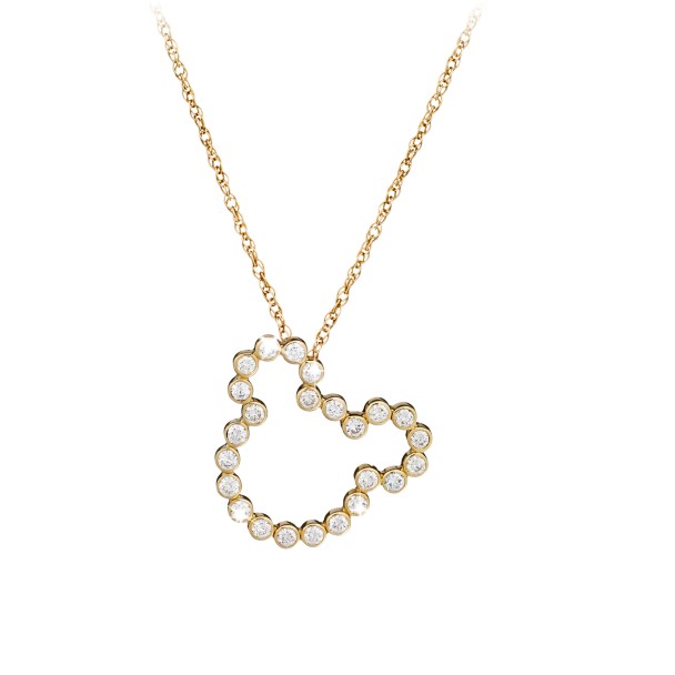 Diamond Mickey Mouse Silhouette Necklace – 14K