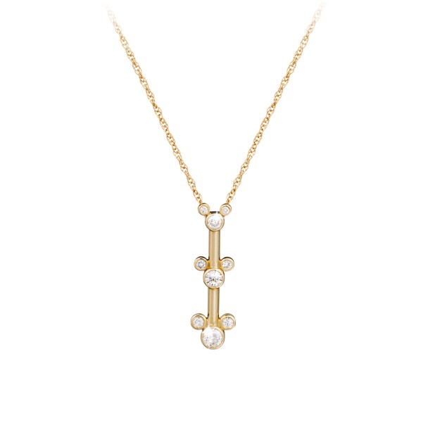 Diamond Mickey Mouse Three Icon Necklace – 14K