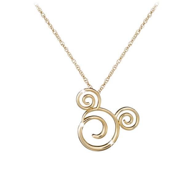 Gold Swirled Mickey Mouse Necklace – 18K