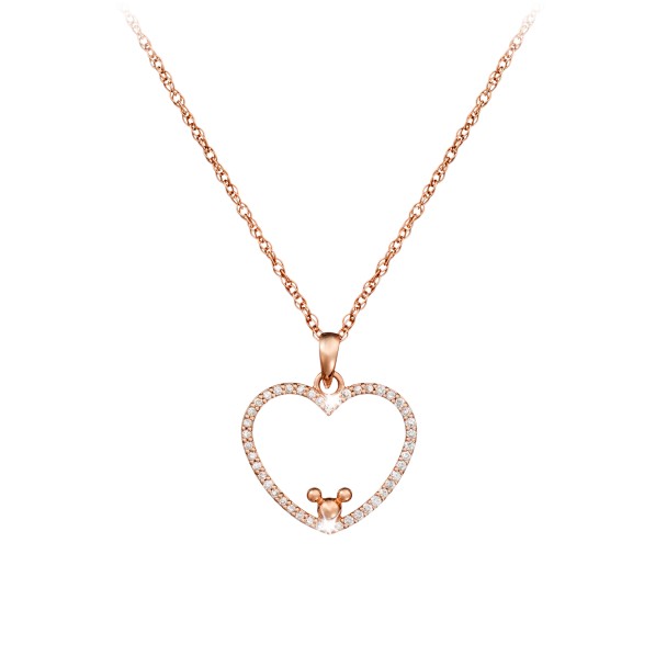 Diamond Heart Mickey Mouse Necklace – 18K