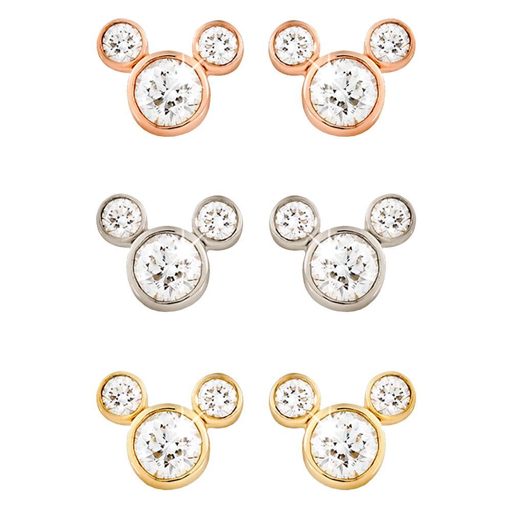 Diamond Mickey Mouse 14K Earrings Small Official shopDisney