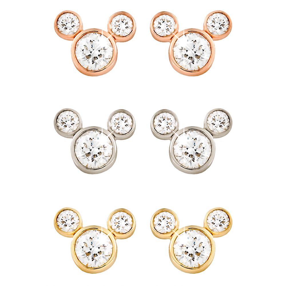 Disney Diamond Mickey Mouse Earrings - Small - 18K
