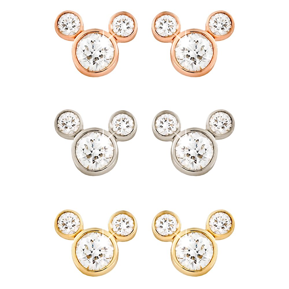 Diamond Stud Mickey Mouse Earrings  18K  Large Official shopDisney