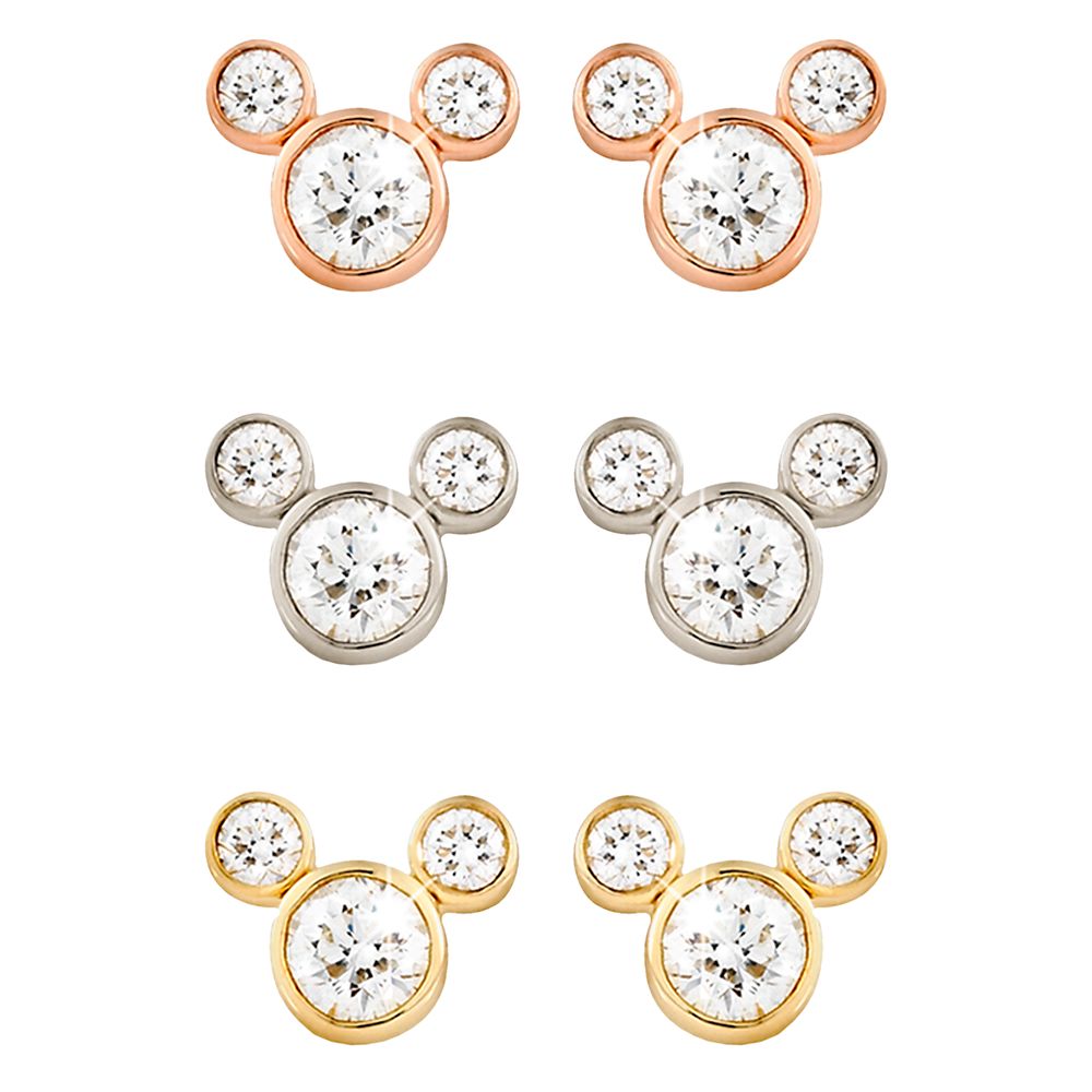 Diamond Stud Mickey Mouse Earrings 18K Large Official shopDisney