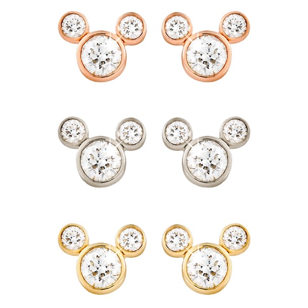 Diamond Stud Mickey Mouse Earrings – 18K – Large